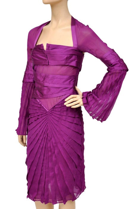 F/W 2004 TOM FORD for GUCCI PLEATED SILK DRESS For Sale at 1stDibs