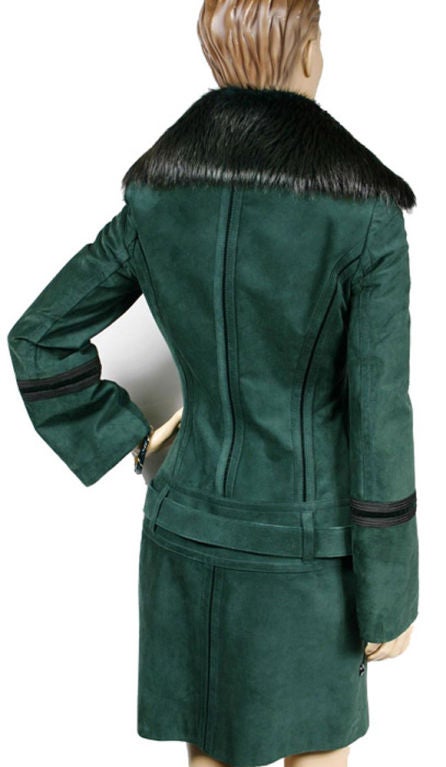 Gucci green suede coat with fur collar 4