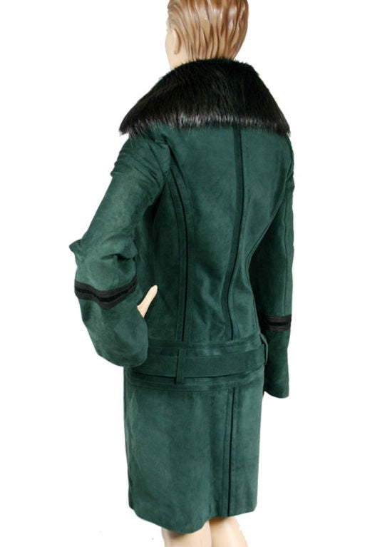 Gucci green suede coat with fur collar 5