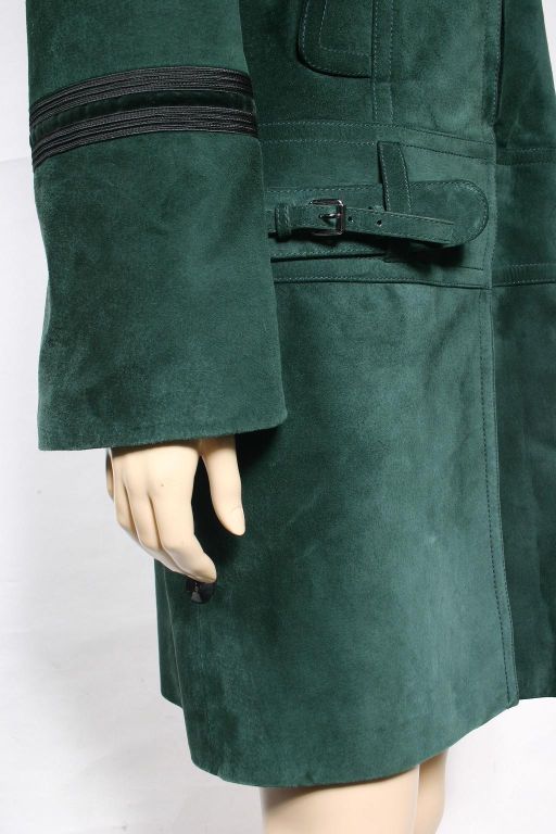 Gucci green suede coat with fur collar 2