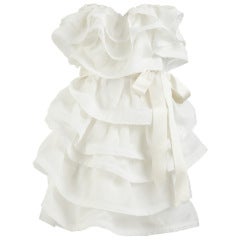 LANVIN wedding Tiered silk-gazar corset mini dress