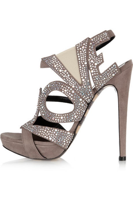 GEORGINA GOODMAN crystal-embellished LOVE suede sandals In New Condition In Montgomery, TX