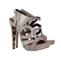 GEORGINA GOODMAN crystal-embellished LOVE suede sandals