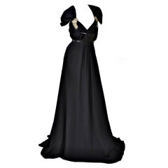 Gucci black gown with patent leather belt and crystals 5