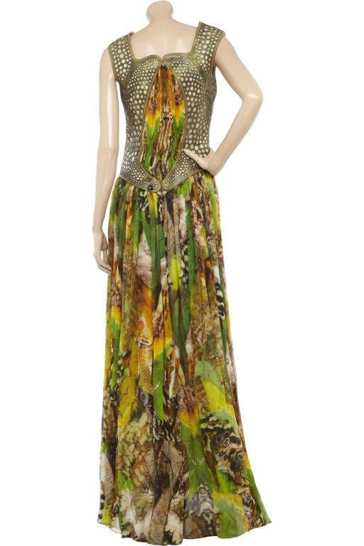 Alexander Mcqueen Plato's Atlantis Silk Gown with Leather 44 - 8 at 1stdibs