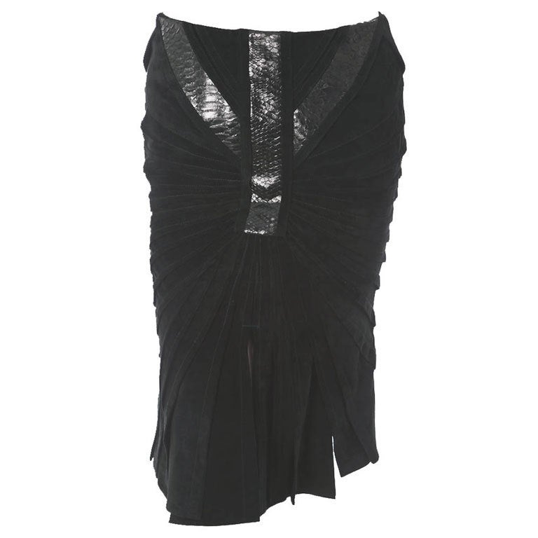 Tom Ford for Gucci leather skirt with python trim