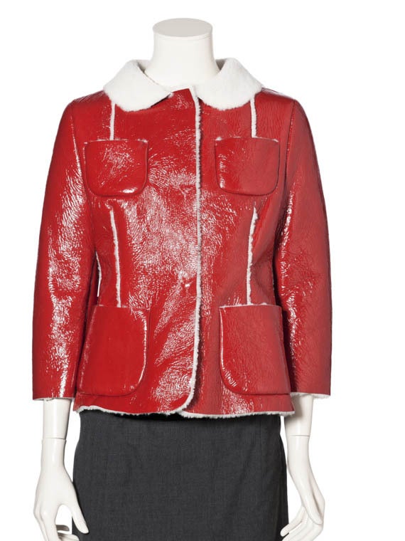 MARNI RED SHEARLING LEATHER JACKET 40 - 4