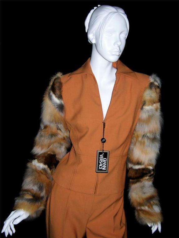 Women's RARE GIANNI VERSACE WOOL and FOX FUR PANT SUIT