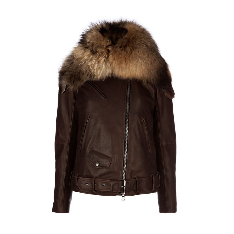 BALMAIN FurLeather Motorcycle Jacket RIHANNA loves! at 1stdibs