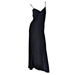 90-s Vintage Gianni Versace Couture black silk gown with Swarovski crystals 7