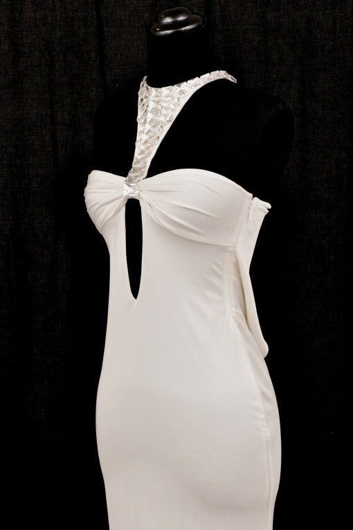 Women's TOM FORD for GUCCI LONG WHITE DRESS with SWAROVSKI CRYSTALS