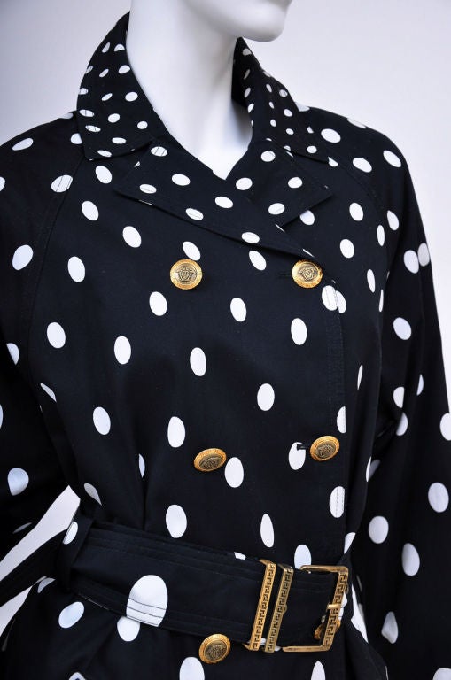 1991 Vintage Gianni Versace Polka Dot Trench Coat 2