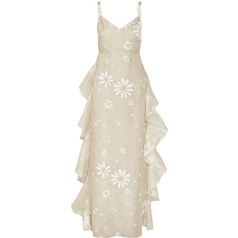 VALENTINO Daisy-print silk gown