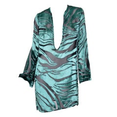 Tom Ford for Gucci Green Velvet and Black Chiffon Tunic 1