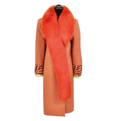 90-s Vintage Gianni Versace Couture Coat with Fox Fur