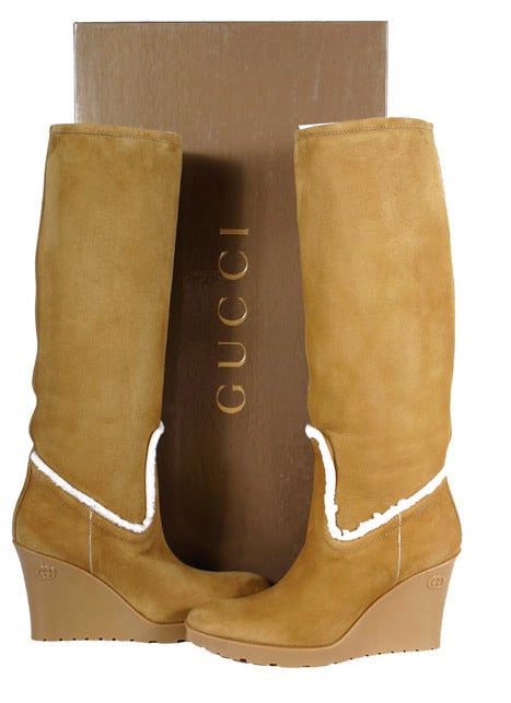 cognac wedge boots