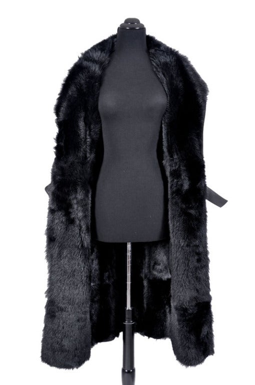 NEW GUCCI BLACK SHEARLING FUR COAT WITH LEATHER BELT 4