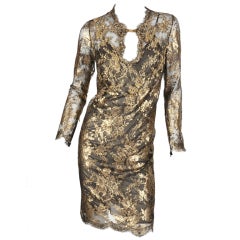 New EMILIO PUCCI EMBELLISHED GOLD LACE DRESS at 1stDibs
