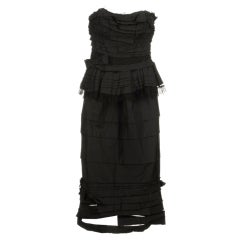 Nina Ricci Black Tiered Strapless peplum dress