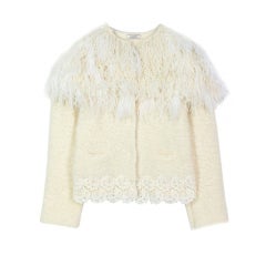 Nina Ricci Feather-Collar Knit Jacket