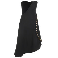 ALEXANDER MCQUEEN BLACK FELT MILITARY BUSTIER DRESS