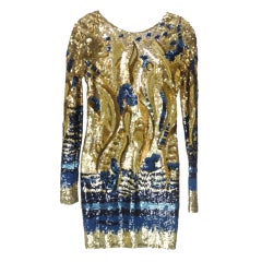 Emilio Pucci Gold Sequined Open-Back Dress