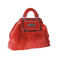 Versace red fur handbag