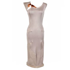 TOM FORD for YVES SAINT LAURENT NUDE DRESS WITH MINK FUR Size M