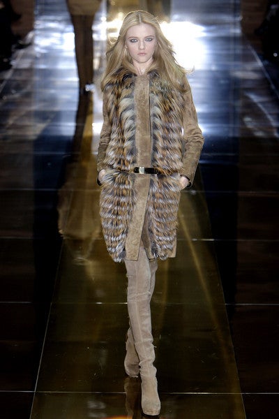 GUCCI SUEDE LEATHER COAT WITH HAND WOVEN FOX FUR 3