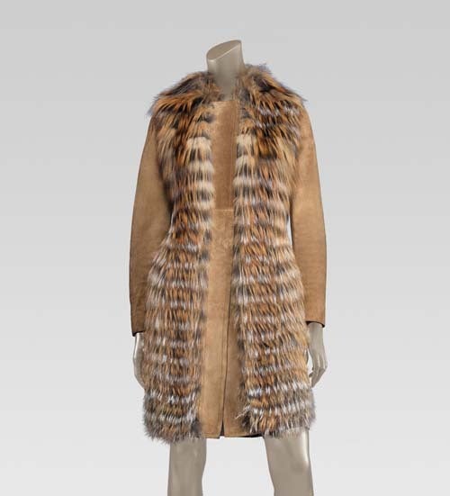 GUCCI SUEDE LEATHER COAT WITH HAND WOVEN FOX FUR 6