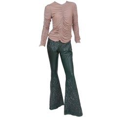 Tom Ford for Gucci Embroidered Leather pants and Silk Ruched Top 8