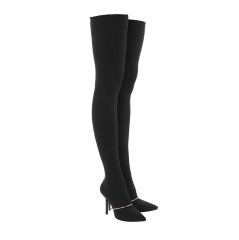 New GIVENCHY Black Stretch-jersey thigh boots 39