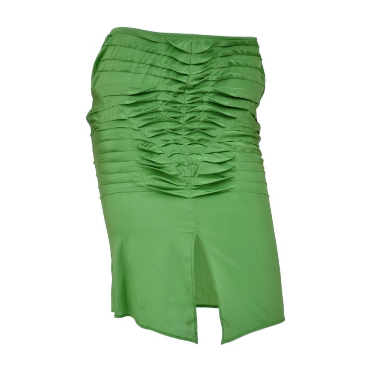 S/S 2004 Tom Ford for Gucci Green Silk Pleaded Skirt 42 - 6 New with tags!