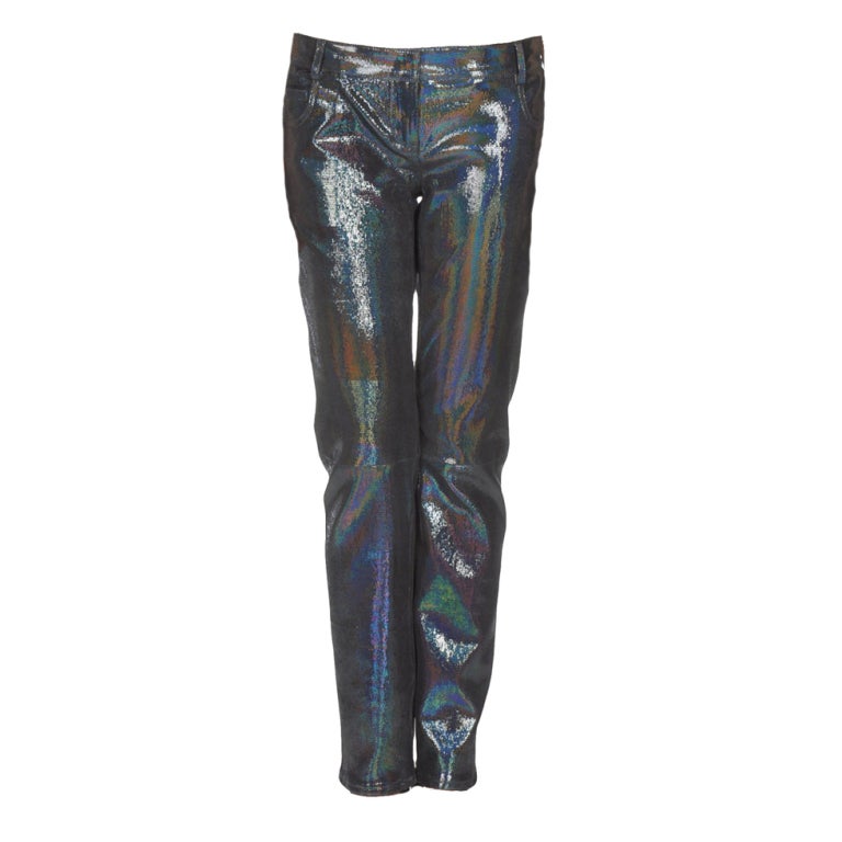 BALMAIN hologram effect lambskin leather pants at 1stDibs | balmain  holographic pants, balmain jeans size 40, balmain leather pants