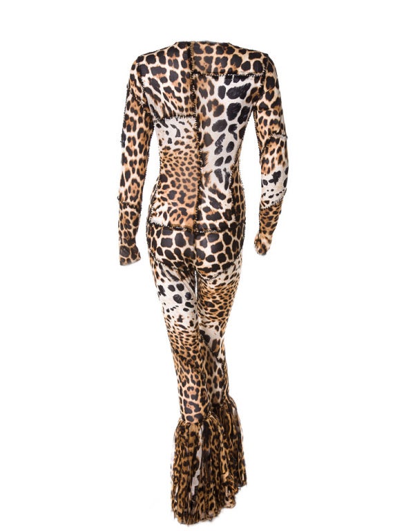 TOM FORD for YVES SAINT LAURENT LEOPARD PRINT CHIFFON JUMPSUIT at 1stdibs