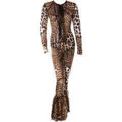 TOM FORD for YVES SAINT LAURENT LEOPARD PRINT CHIFFON JUMPSUIT at 1stDibs