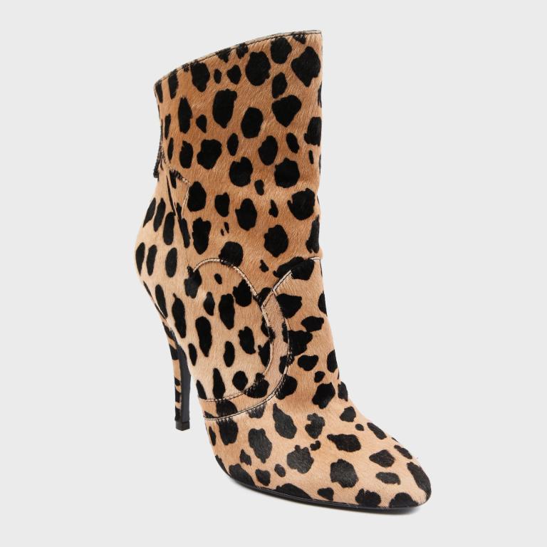 Women's Giuseppe Zanotti for Balmain Leopard-Print Ankle Boots