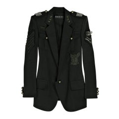 BALMAIN Blazer militaire clouté en coton et toile que NICOLE possède aussi !