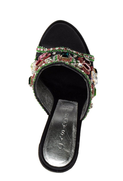 Casadei crystal embellished platform sandals. 

