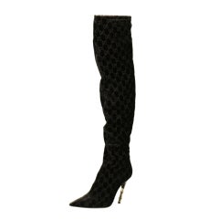 TOM FORD for GUCCI BLACK VELVET OVER THE KNEE BOOTS