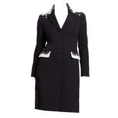 New MOSCHINO Black Embellished Wool Coat 12
