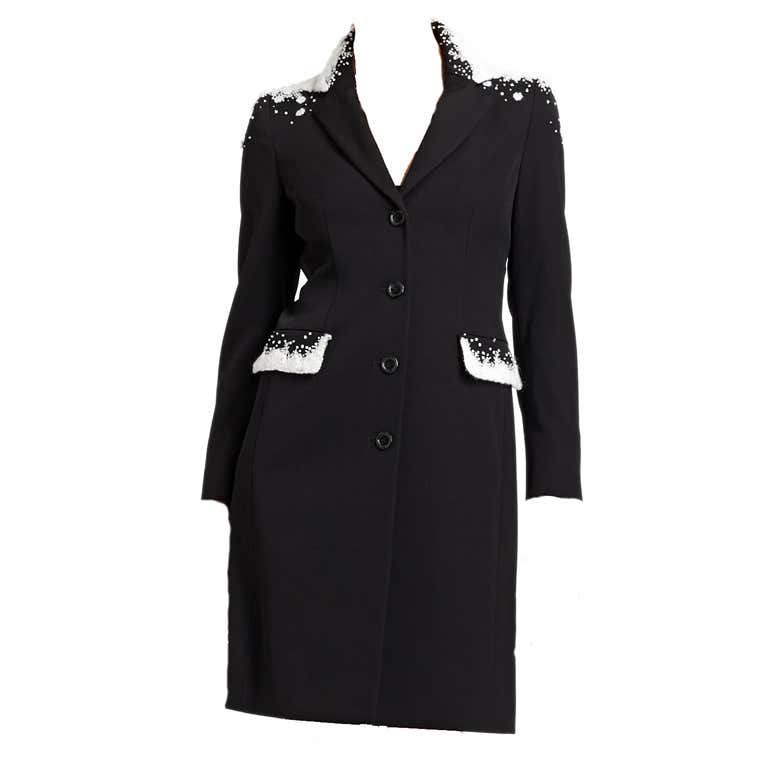 Moschino Black Embellished Wool Coat For Sale at 1stdibs