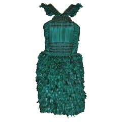 New GUCCI GREEN FEATHER DRESS