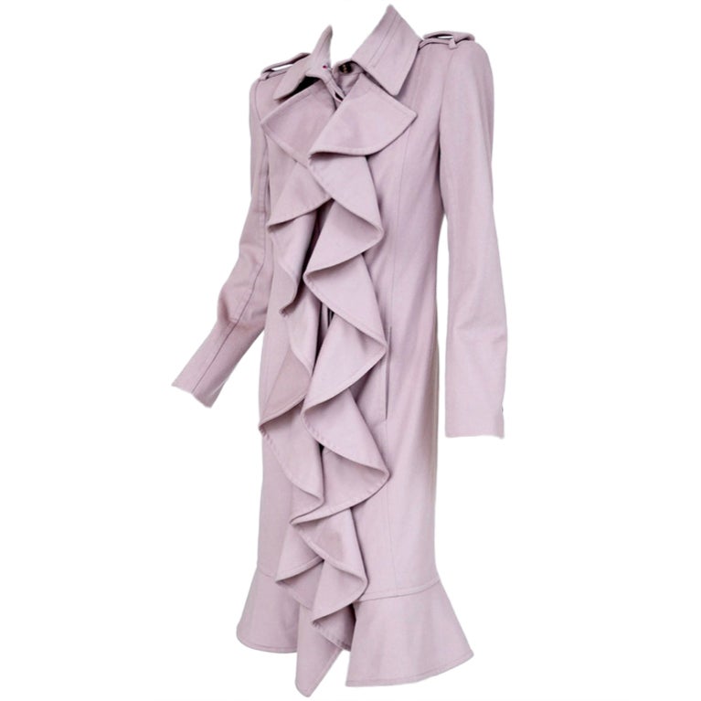 Tom Ford for Yves Saint Laurent Hot Pink-Lined Dusty Rose Coat