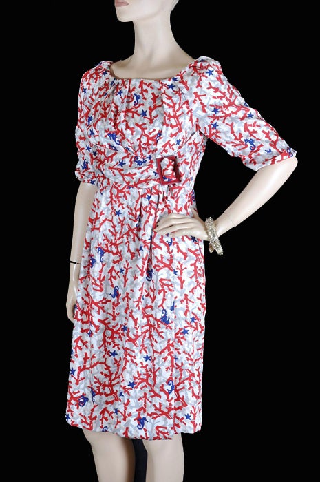 coral print dress