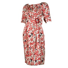 New GUCCI CORAL PRINT SILK DRESS 6