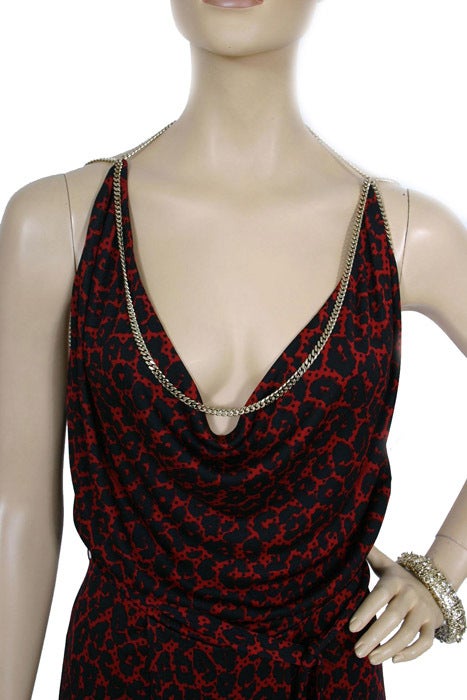 Black New GUCCI ANIMAL PRINT JERSEY DRESS WITH CHAIN as seen on MONICA BELLUCCI