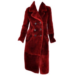 Retro Tom Ford for Gucci Burgundy Shearling Coat