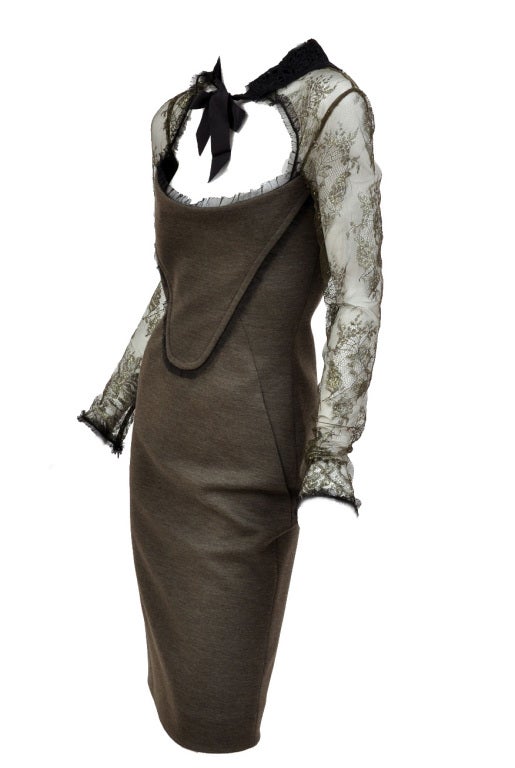 EMILIO PUCCI FITTED DRESS with LACE COLLAR and SLEEVES 1