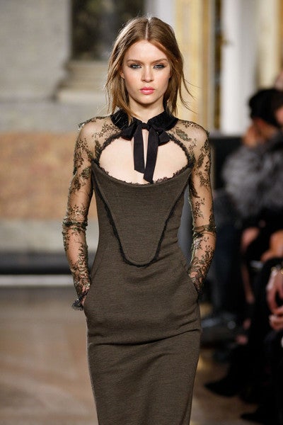 EMILIO PUCCI FITTED DRESS with LACE COLLAR and SLEEVES 2